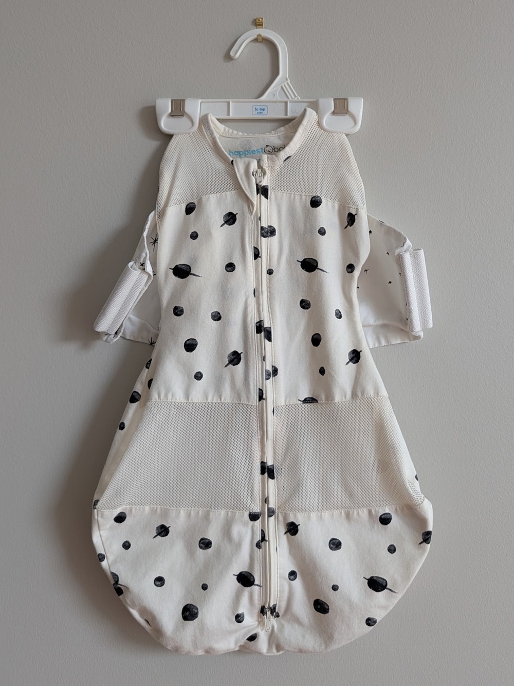 Happiest Baby Cream Sleep Sack with Black Planet Print